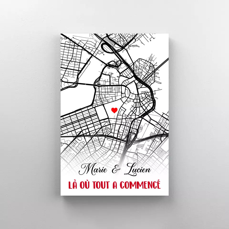 Tableau Couple Personnalisé - Map - Unik Galerie