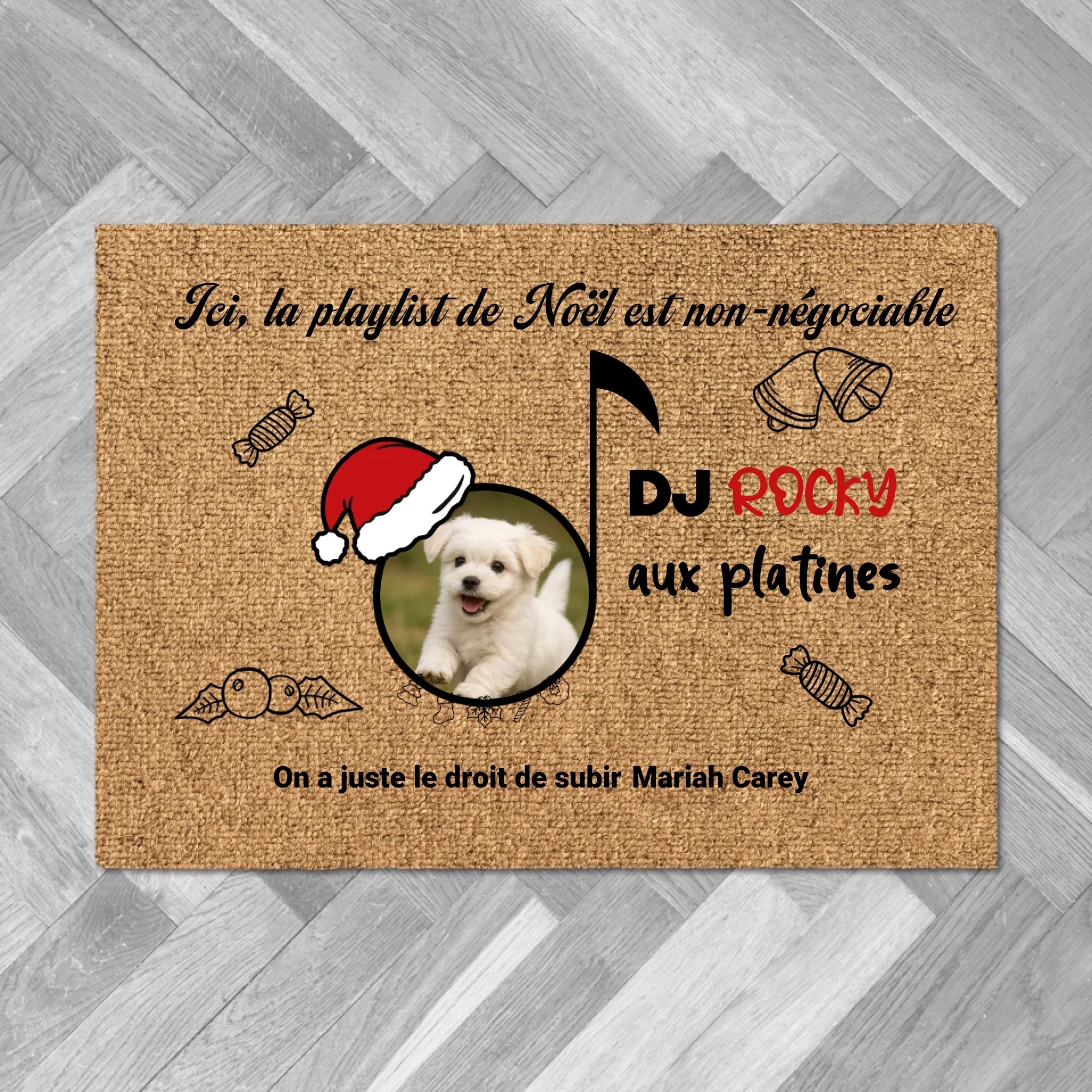 Unik® | Paillasson en matériau luxueux Playlist Noël