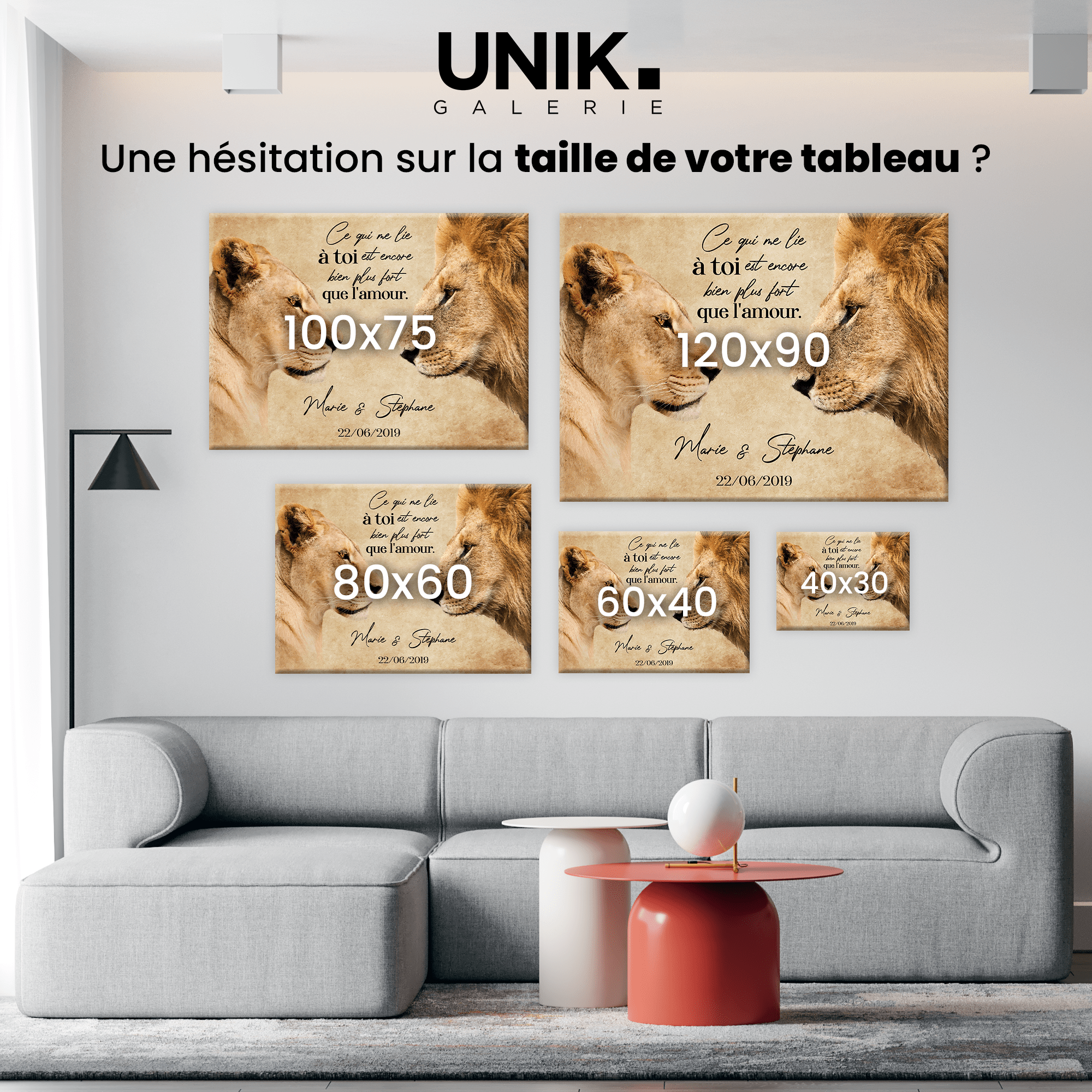 Unik® | Tableau Couple Personnalisable 