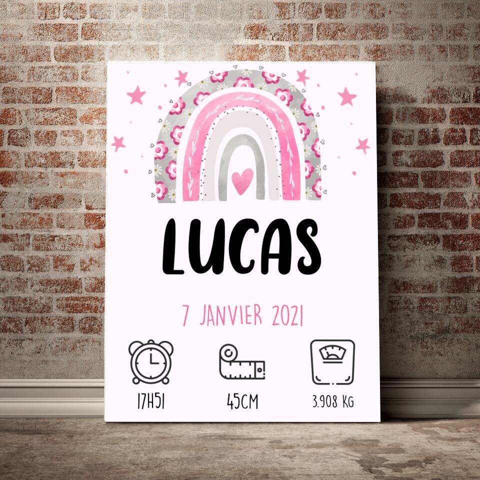 Unik® | Tableau Personnalisable Naissance Arc-en-Ciel v2