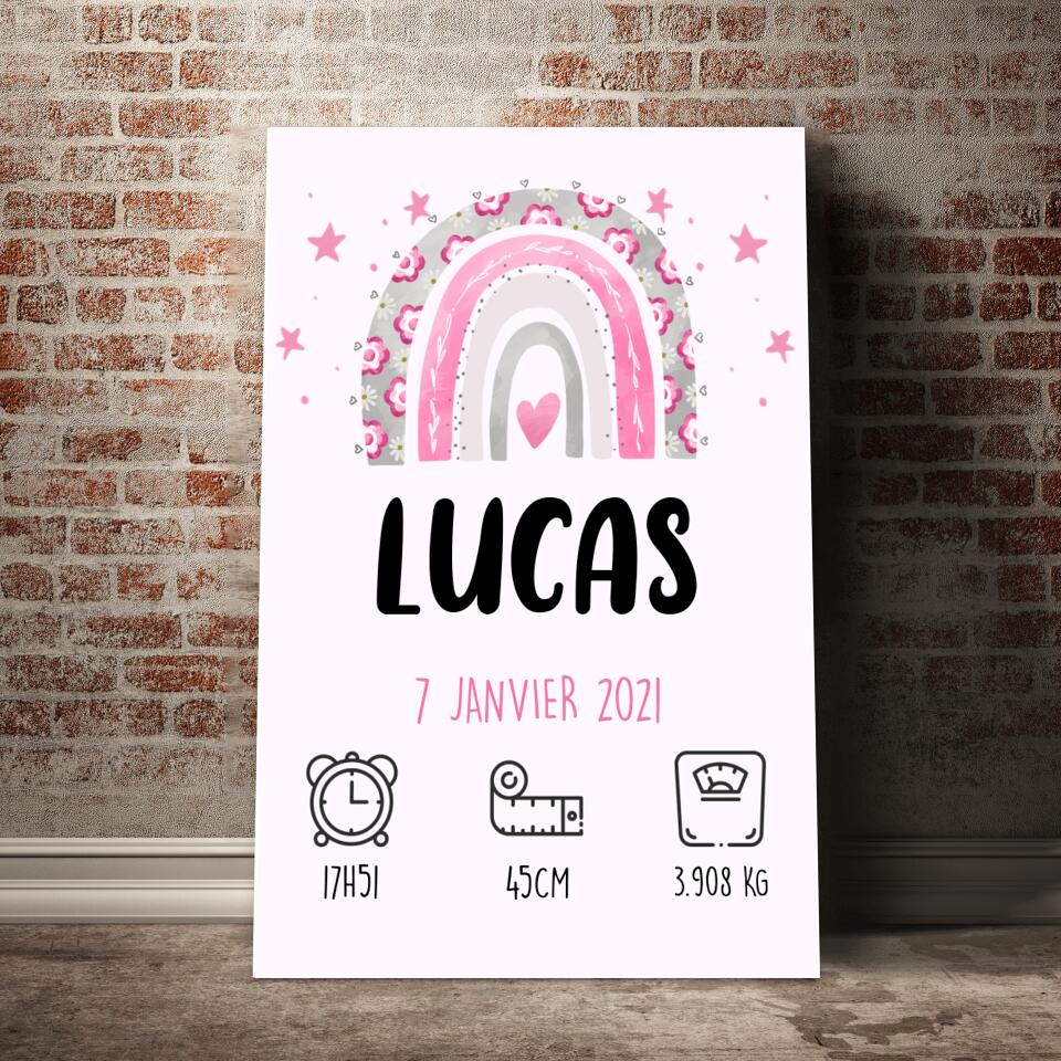 Unik® | Tableau Personnalisable Naissance Arc - en - Ciel v2 - Unik Galerie