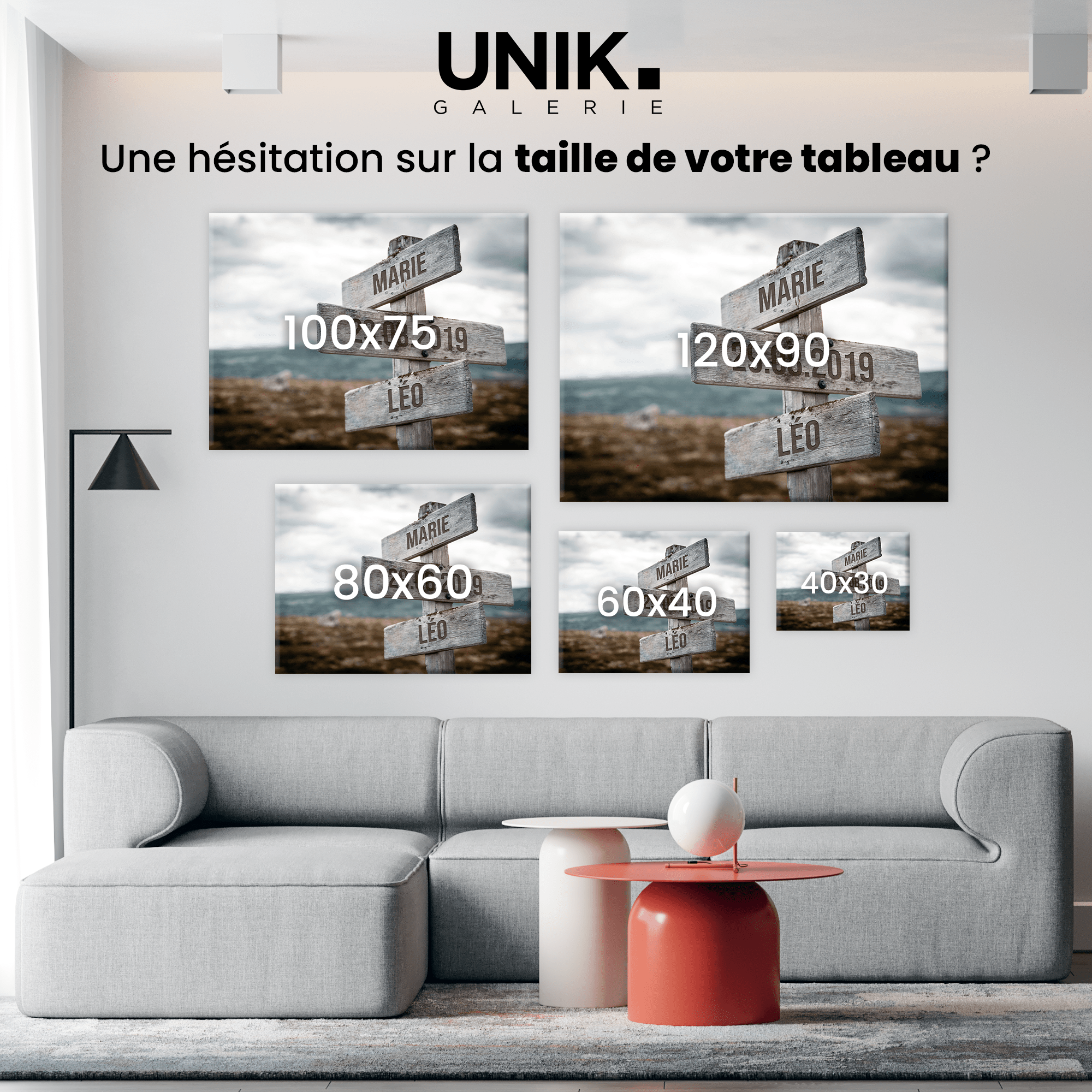 Unik® | Tableau Prénoms Couple Personnalisable - Unik Galerie