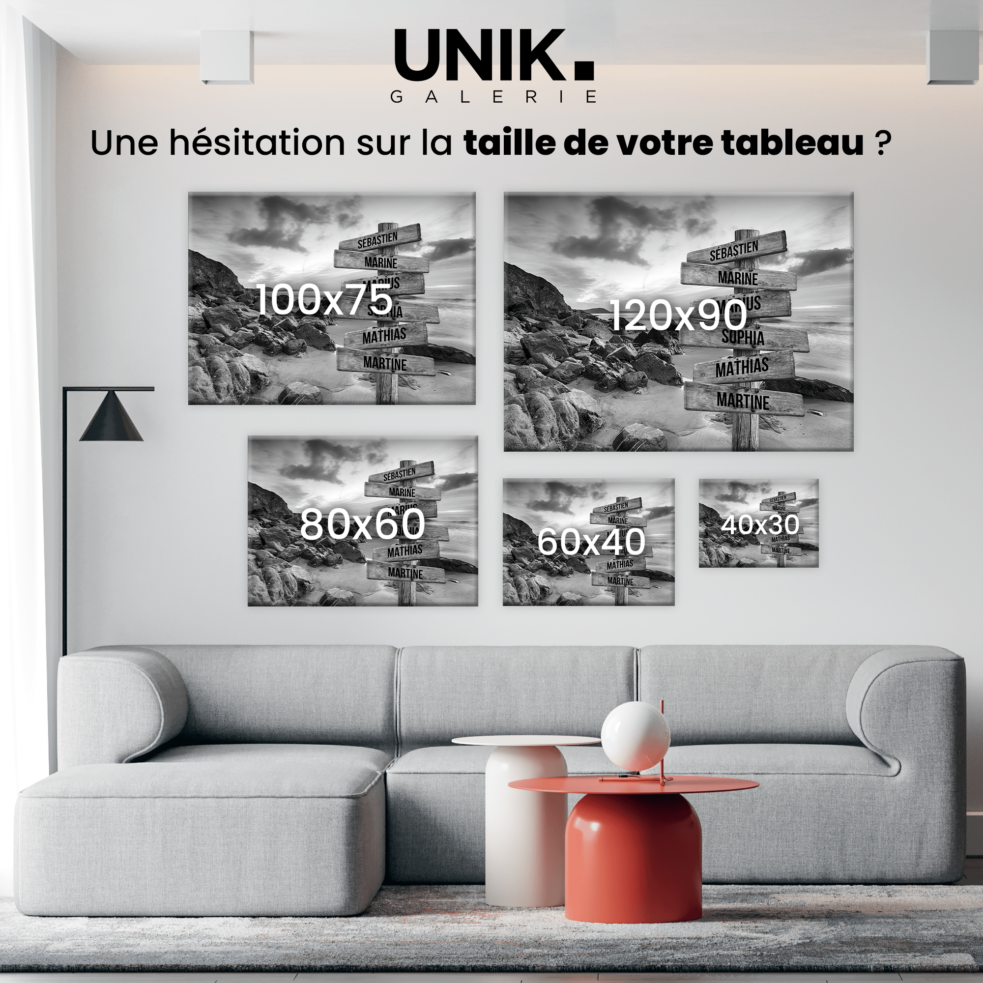 Unik® | Tableau Prénoms Personnalisable 