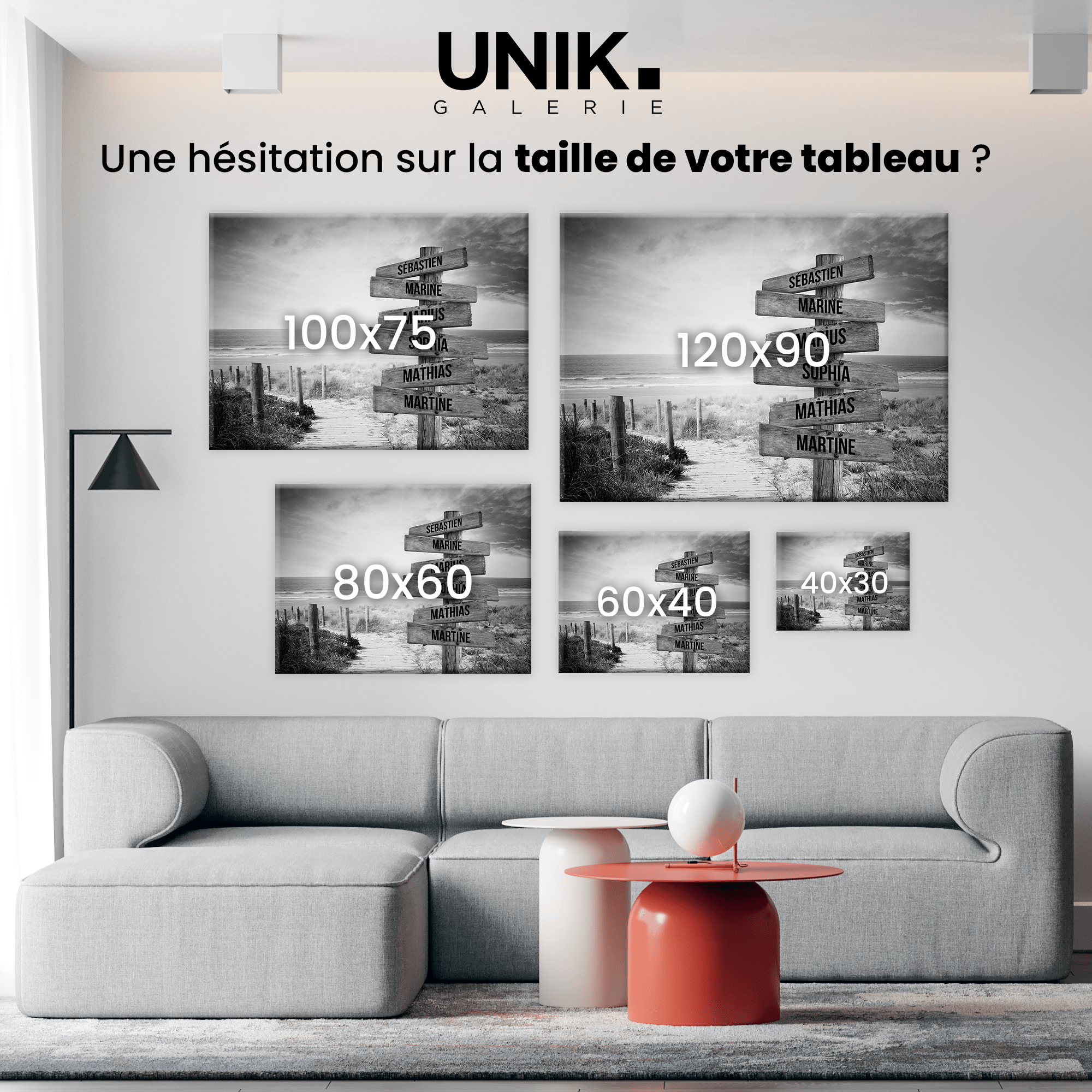 Unik® | Tableau Prénoms Plage Personnalisable - Unik Galerie