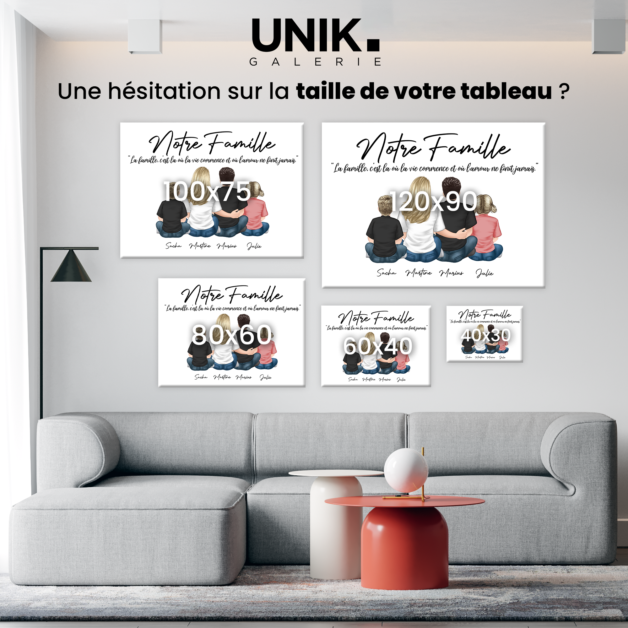 Unik®  Tableau Personnalisable Notre Famille – Unik Galerie