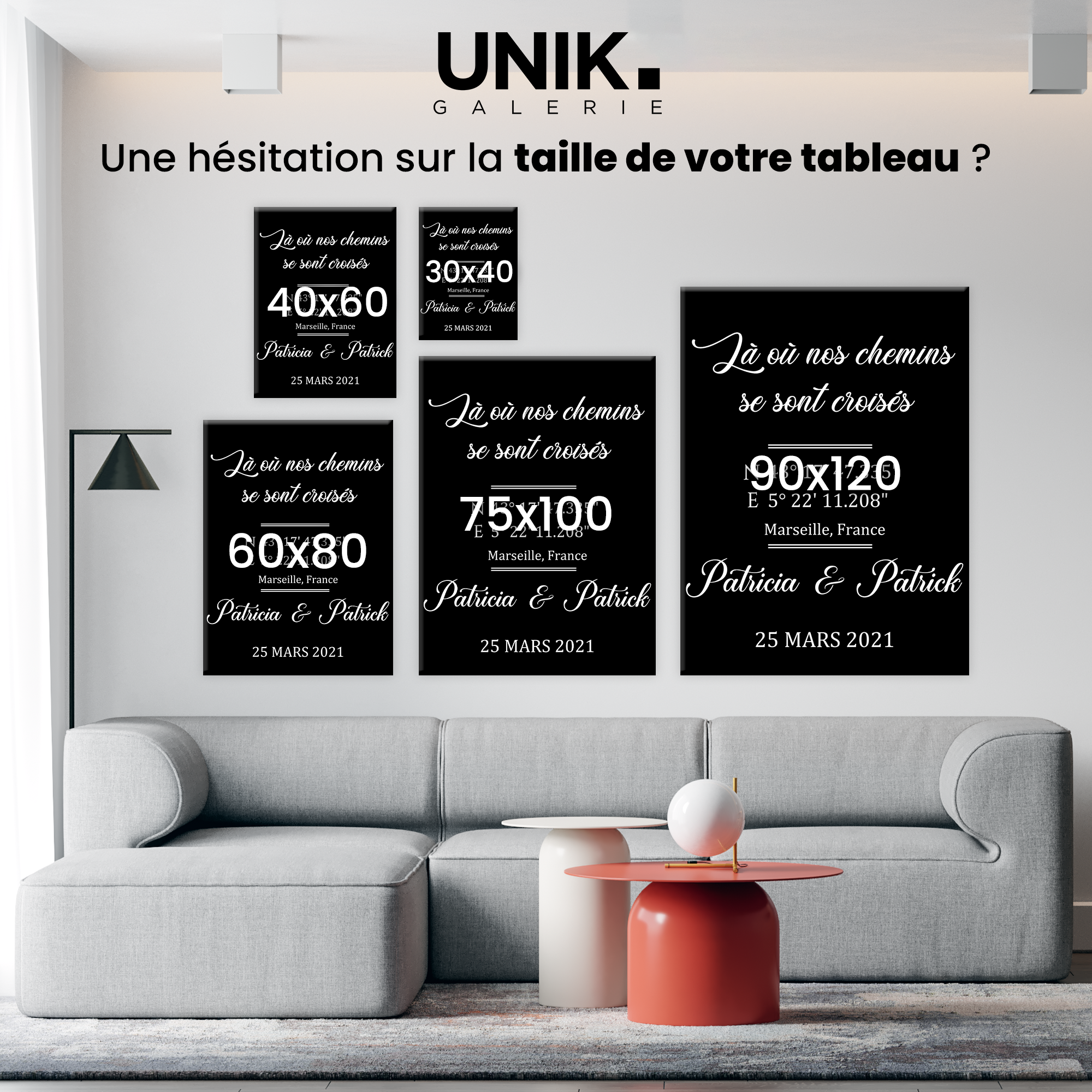 Unik®  Tableau Personnalisé Notre 1ère Rencontre – Unik Galerie